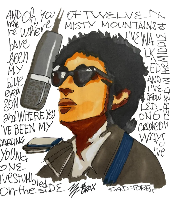 Bob Dylan, disegno a pennarello