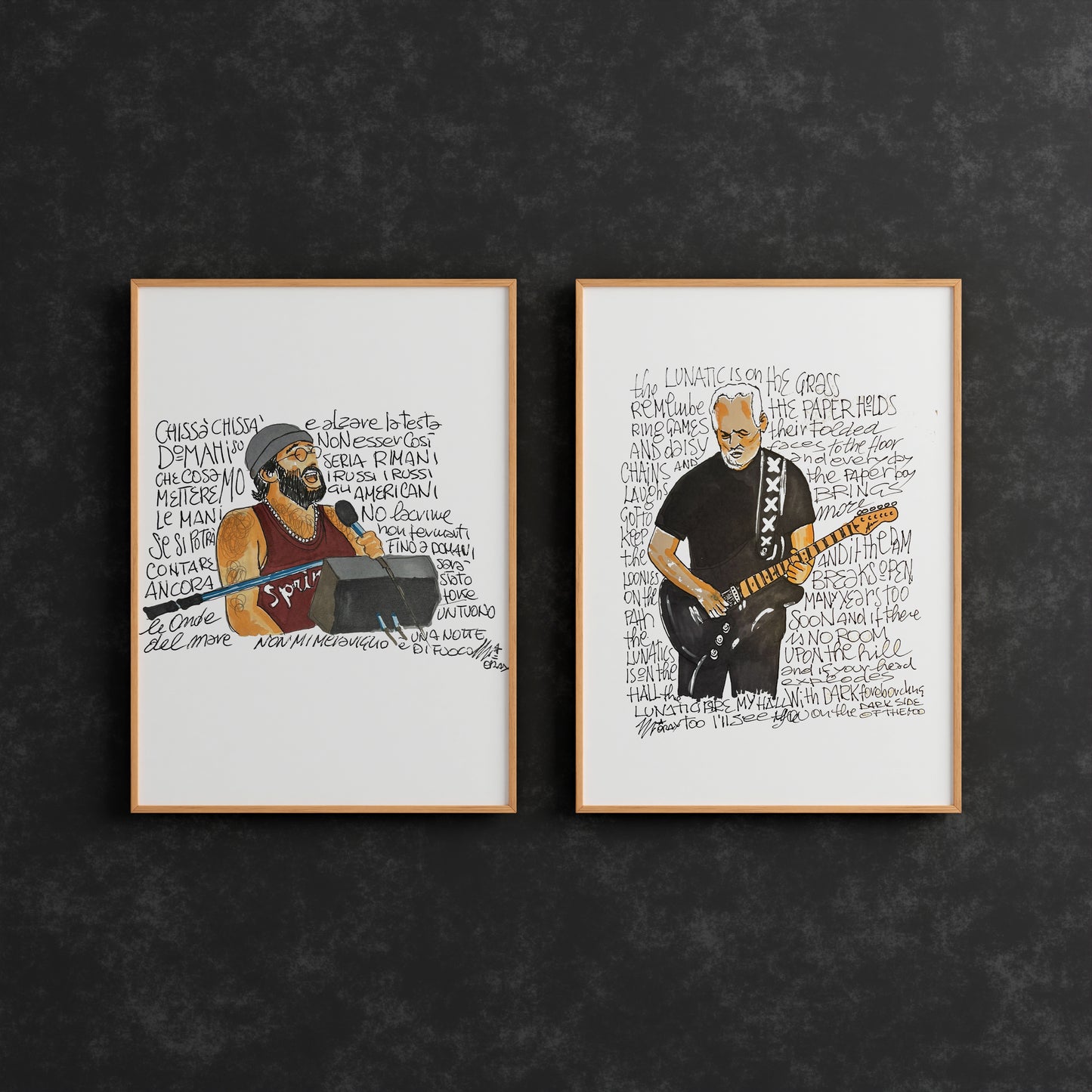 Sketch and Lyrics - i quadretti David Gilmour